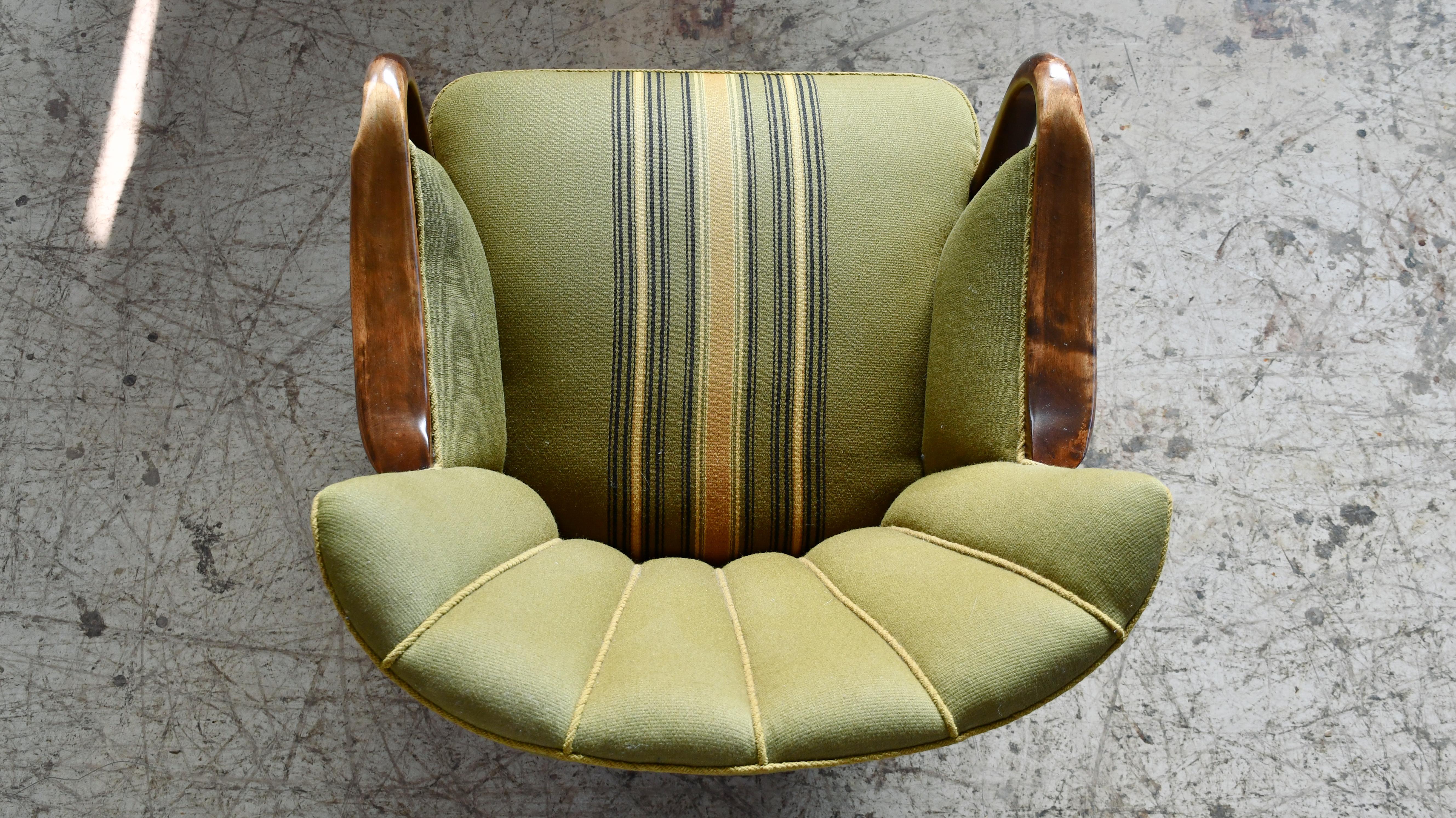 1940's Viggo Boesen Attributed Danish Lounge Chair in Oak by Slagelse 1