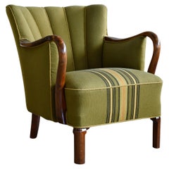 1940's Viggo Boesen Attributed Danish Lounge Chair in Oak by Slagelse