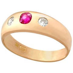 1940s Vintage 0.30ct Ruby & 0.28ct Diamond Rose Gold Cocktail Ring