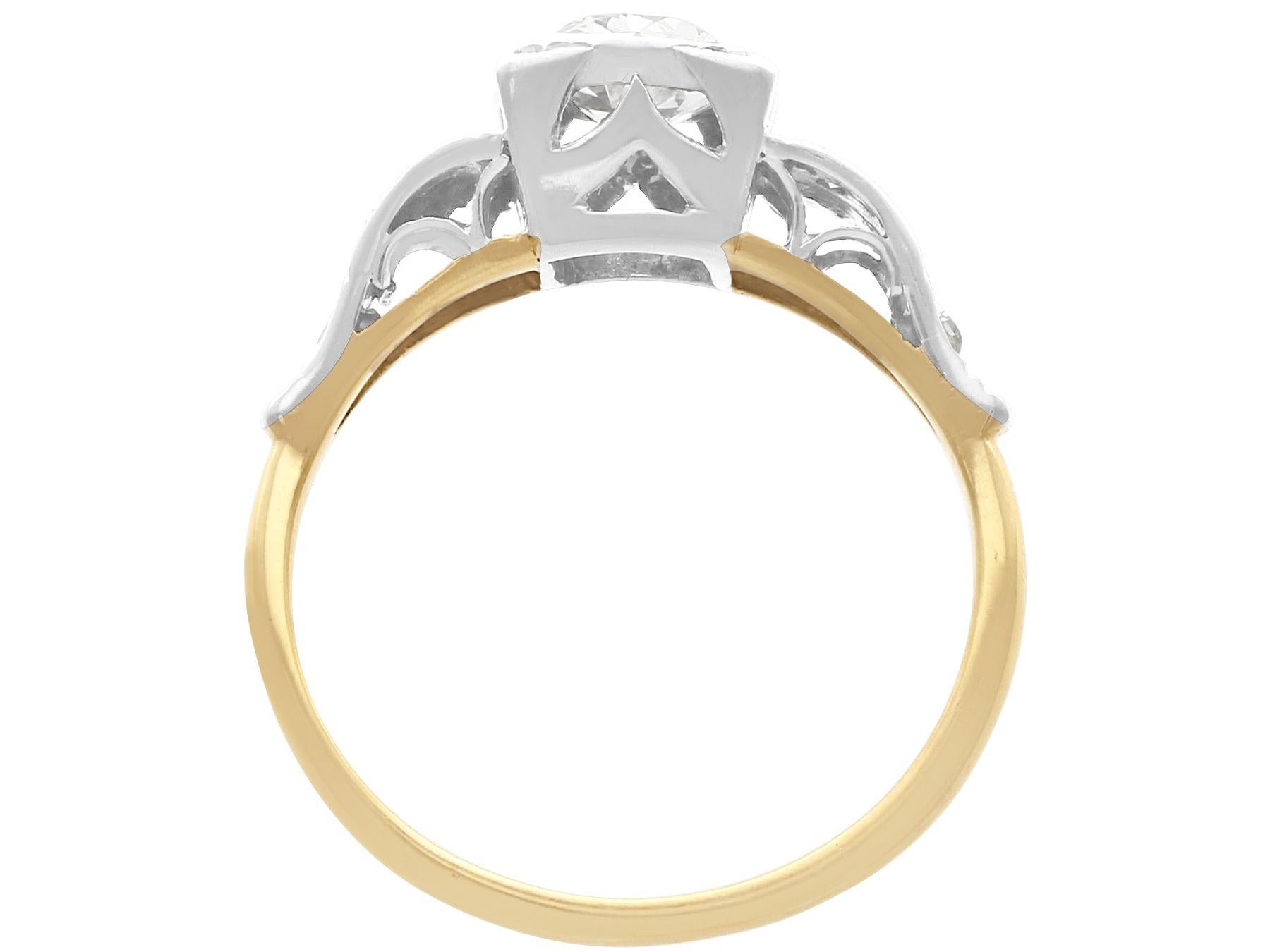 Women's or Men's 1940s Diamond and Yellow Gold Solitaire Engagement Ring