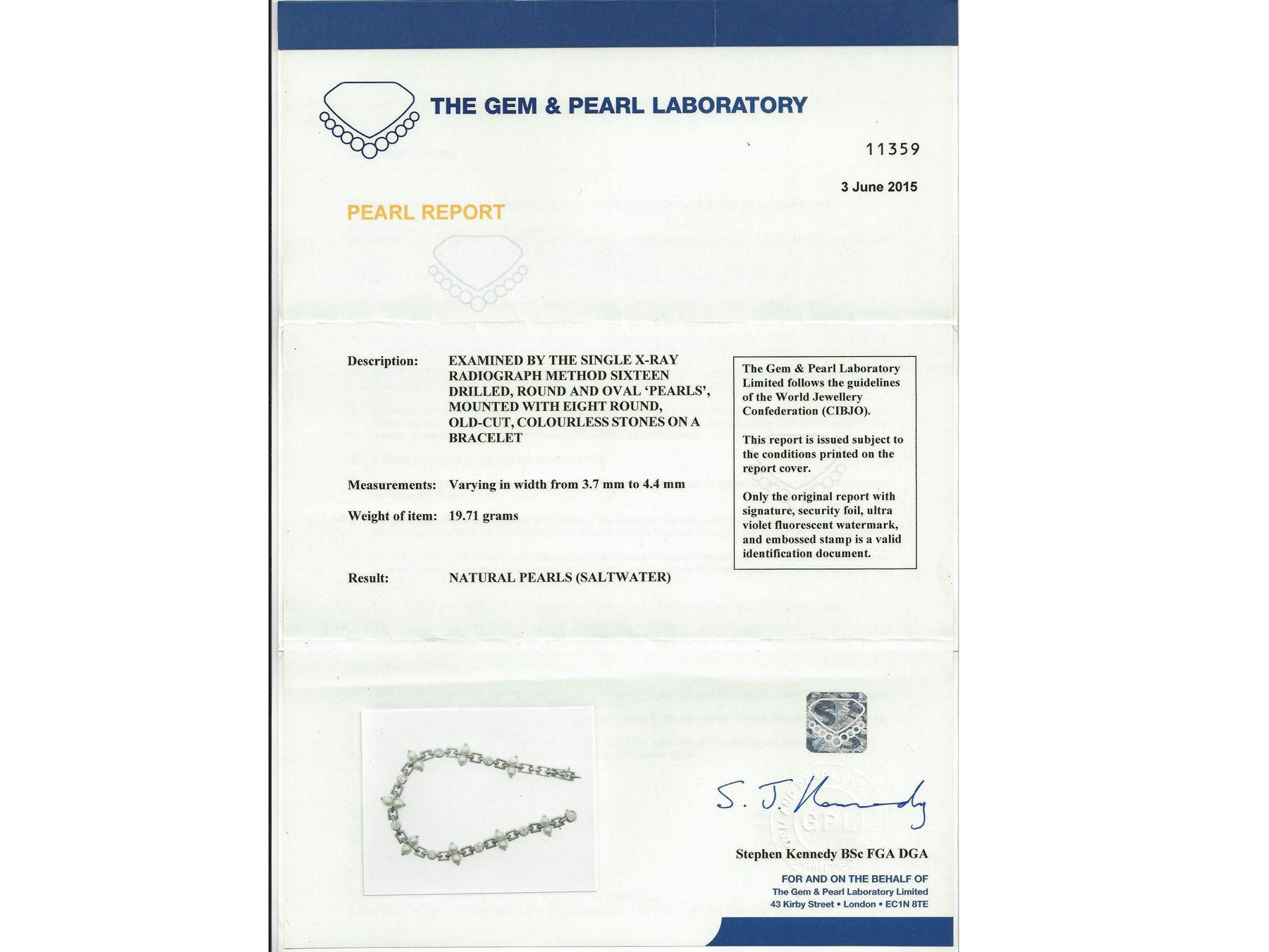 1940 Vintage Pulsera de platino con diamantes de 0,82 quilates y perlas naturales en venta 5