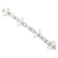 1940er Jahre Vintage 0,82 Karat Diamant und Naturperle Platin-Armband