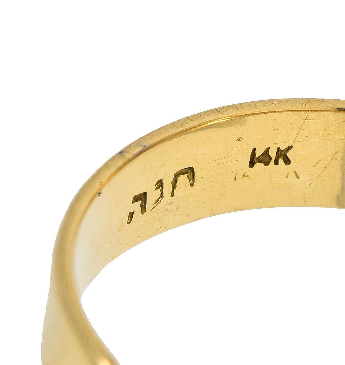 1940er Jahre Vintage 14 Karat Gelbgold Doppelherz-Ring 2