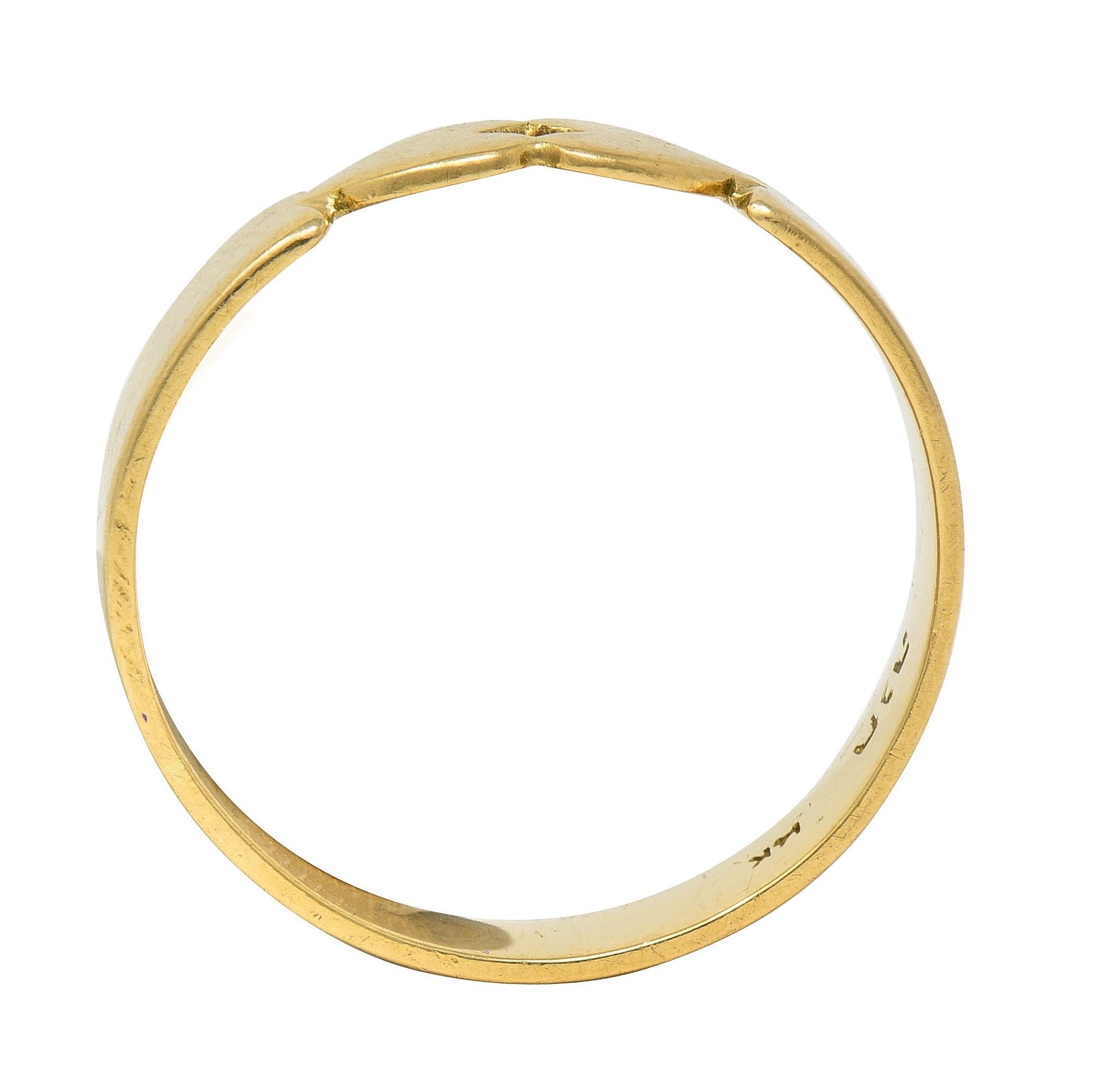 1940er Jahre Vintage 14 Karat Gelbgold Doppelherz-Ring 3