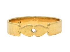 1940er Jahre Vintage 14 Karat Gelbgold Doppelherz-Ring