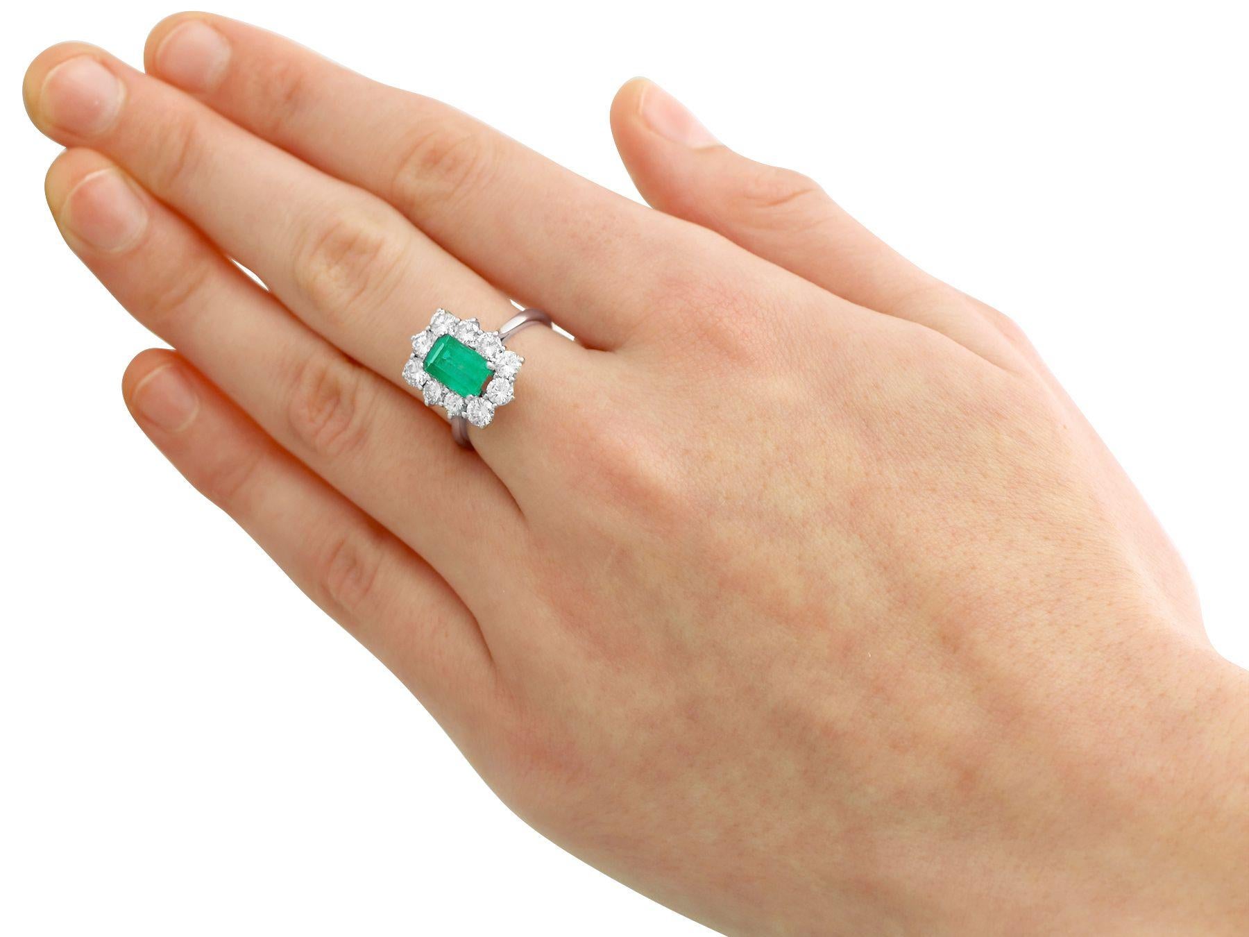 1940s Vintage 1.57ct Emerald and 1.72ct Diamond White Gold Engagement Ring 1