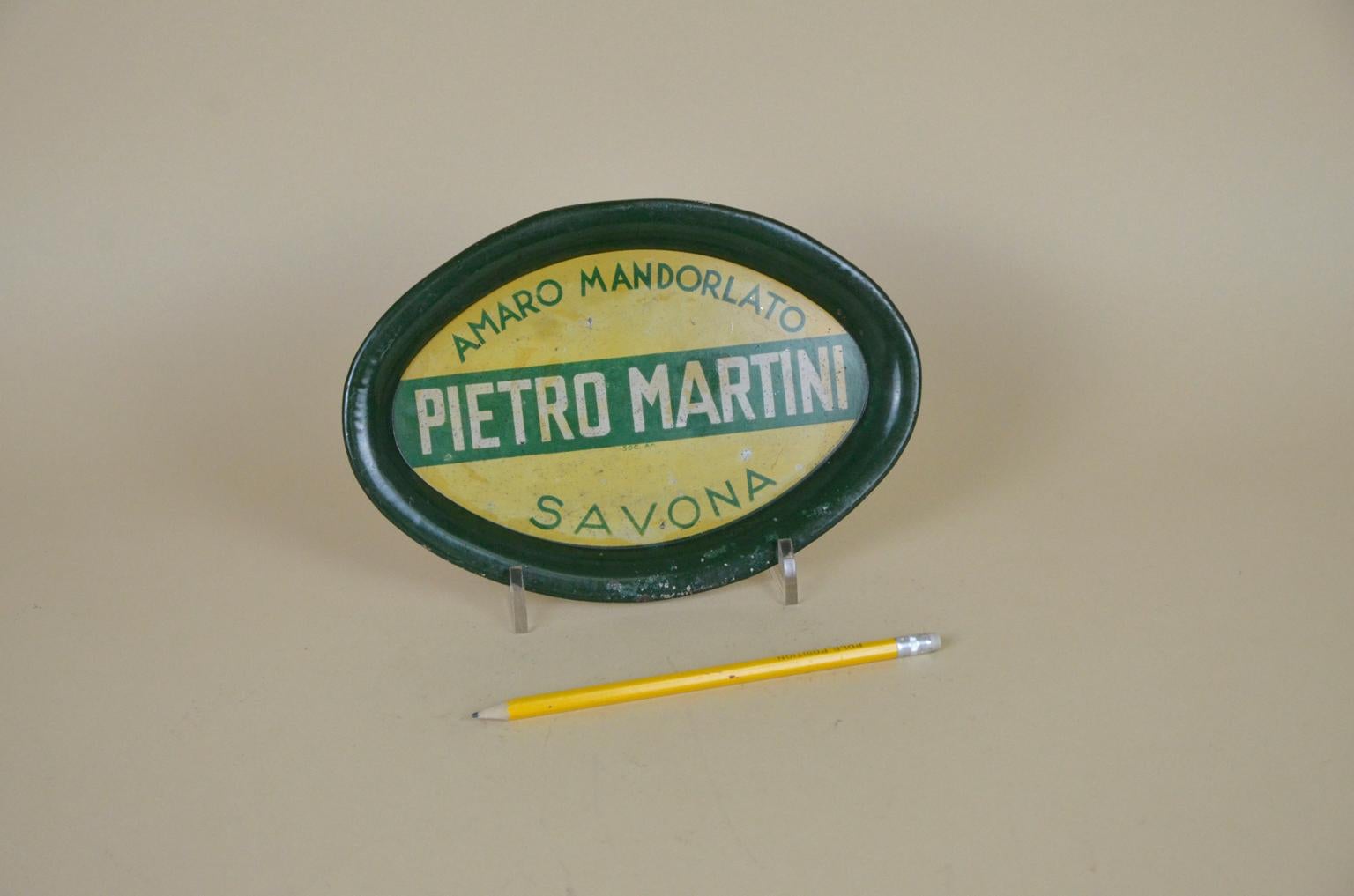 1940s Vintage Advertising Tin Tray Pietro Martini Savona Bitters Made in Italy (Moderne der Mitte des Jahrhunderts) im Angebot