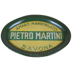 1940s Vintage Advertising Tin Tray Pietro Martini Savona Bitters Made in Italy