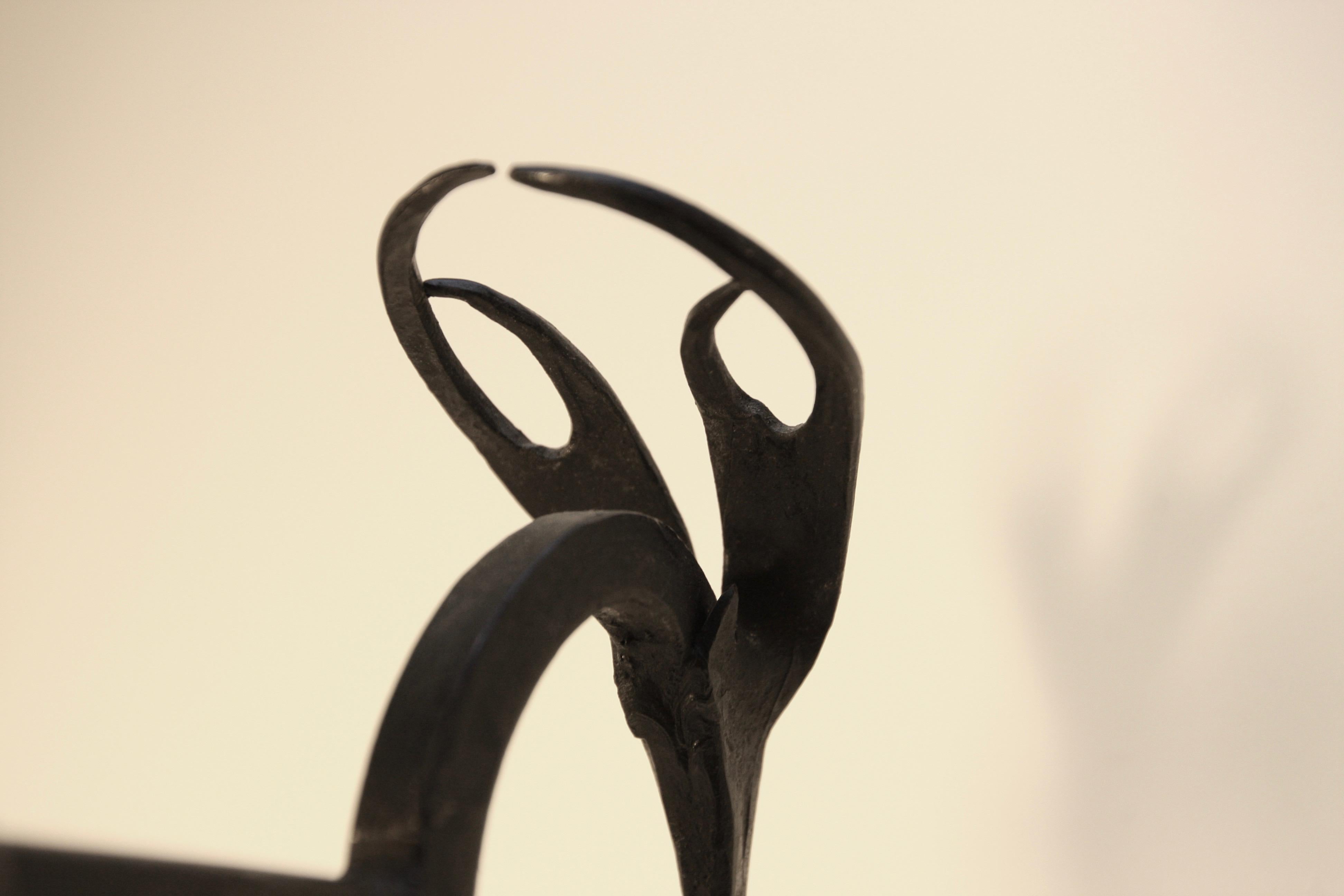 Antilope vintage des années 1940  Outils de cheminée style Edouard Schenck en vente 5