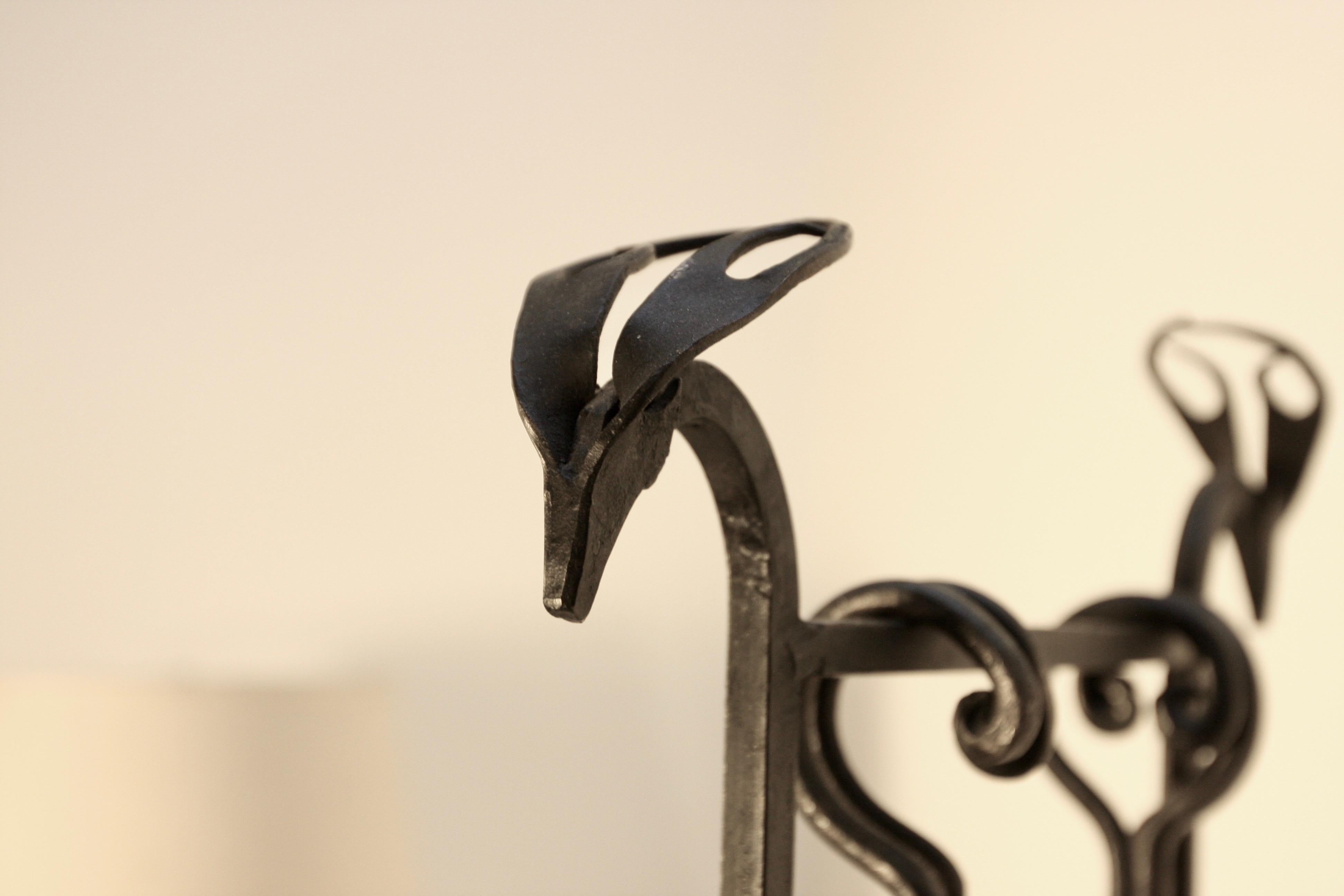 Antilope vintage des années 1940  Outils de cheminée style Edouard Schenck en vente 6