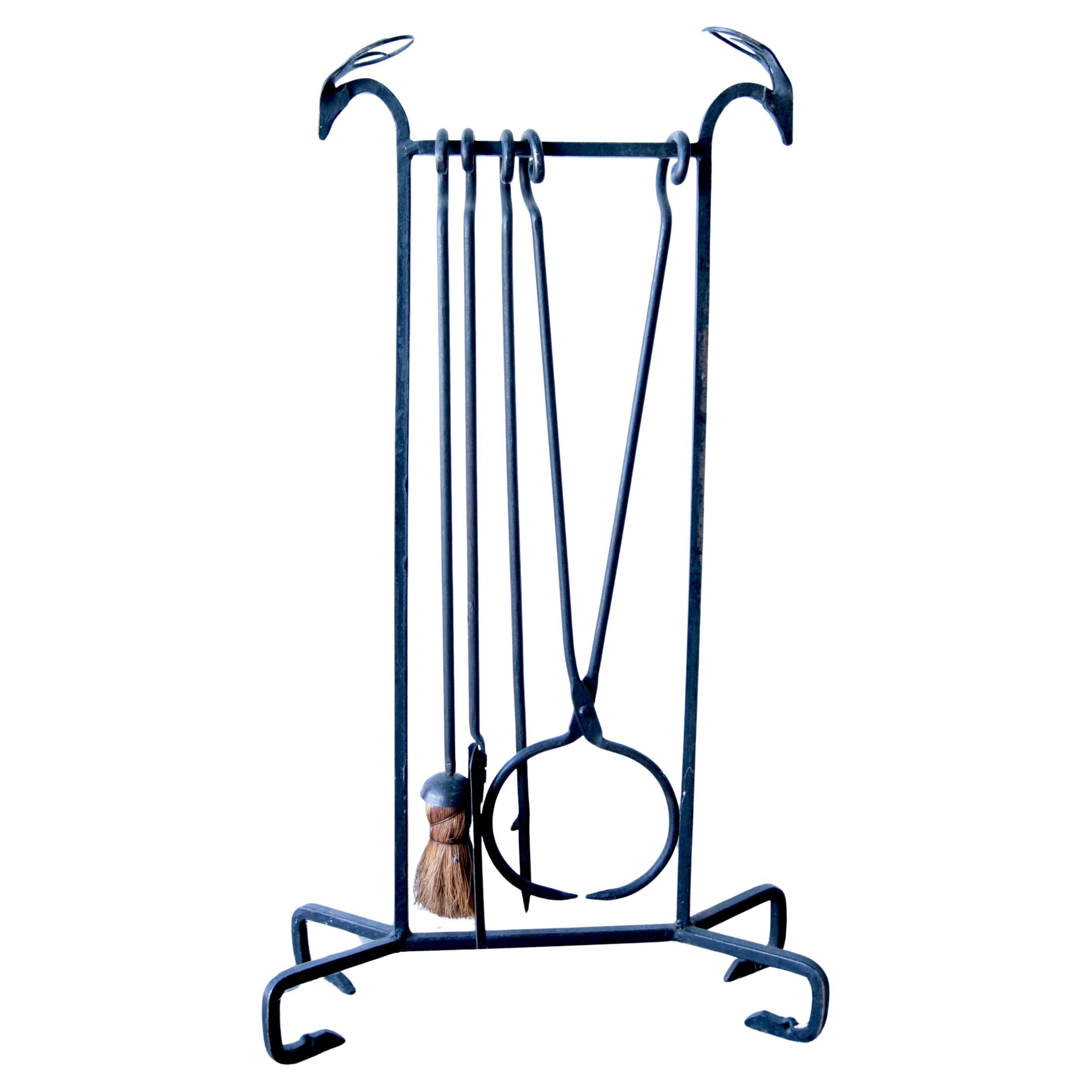 Antilope vintage des années 1940  Outils de cheminée style Edouard Schenck