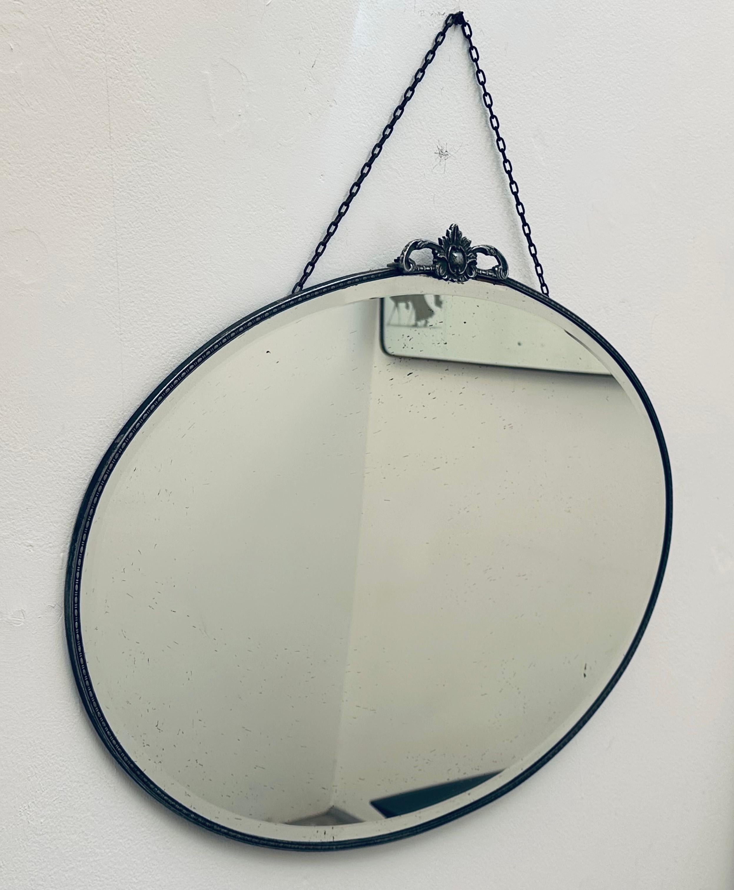 vintage oval mirror with chain