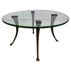 1940s Vintage Bronze and Glass Circular Cocktail Coffee Table