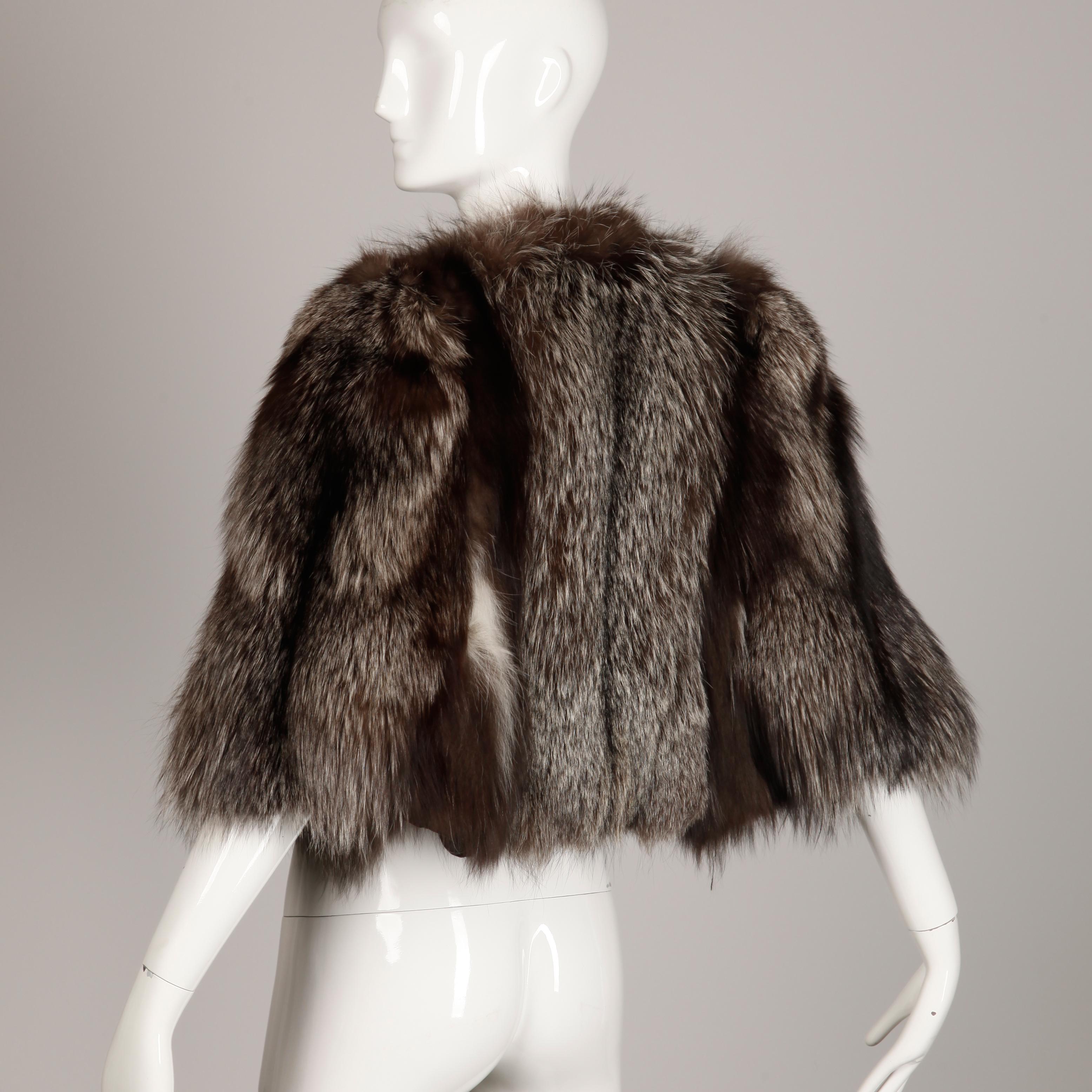 Black 1940s Silver Fox Fur Cape