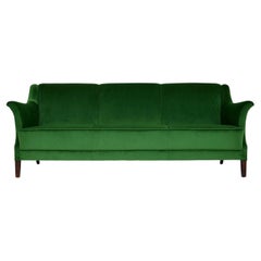 1940's Vintage Danish Green Velvet Cocktail Sofa