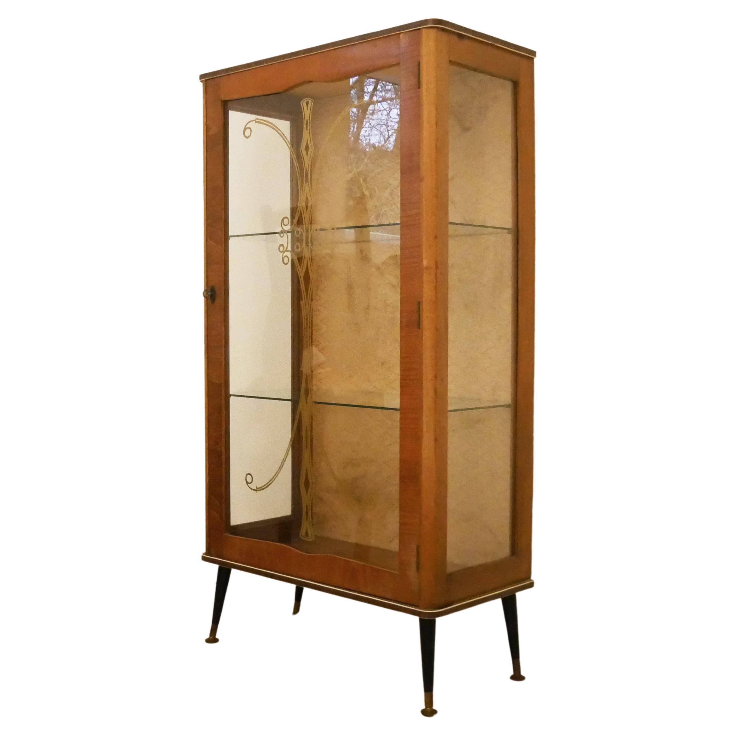 1940’s Vintage Decorative Glass Display Cabinet