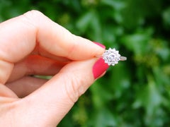 1940s 0.78ct Diamond and 18k White Gold Cocktail Ring, France