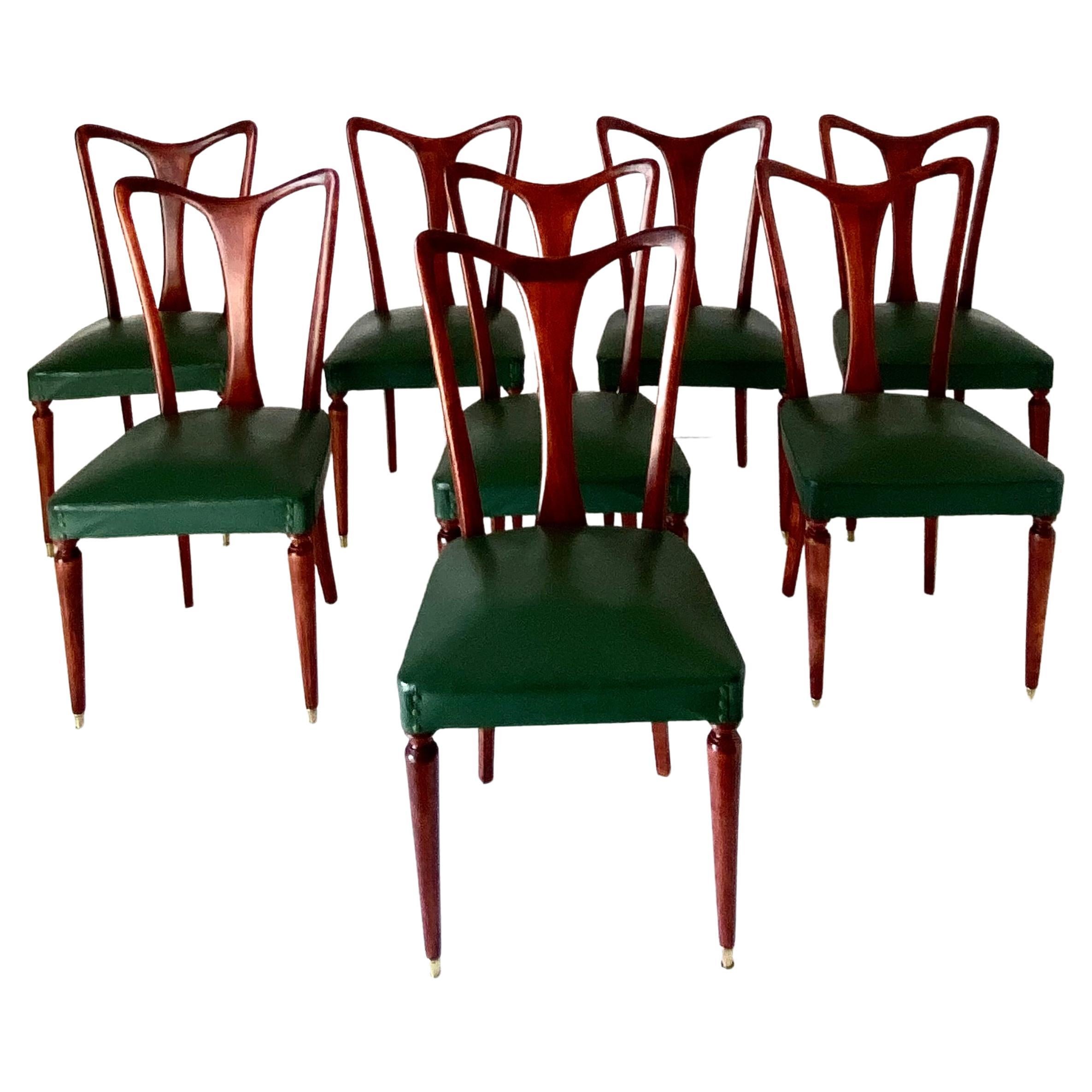 Vintage Dining Chairs, Set of Eight, Guglielmo Ulrich, Italy, 1940s
