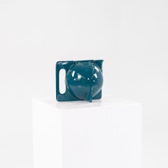 1940s Vintage Era Keramik Bauhaus Tea Pot in Peacock Blue Glazed Ceramic