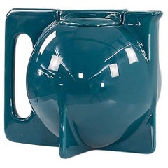 1940s Vintage Era Keramik Bauhaus Tea Pot in Peacock Blue Glazed Ceramic