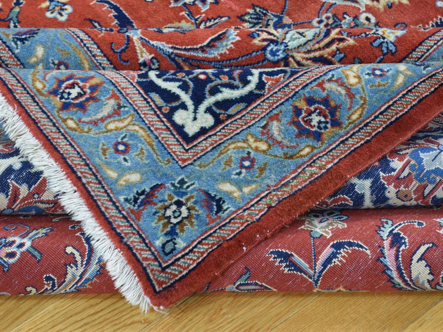 1940s Vintage Hand Knotted Persian Kashan Full Pile All-Over D Rug For Sale 1