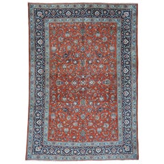 1940s Vintage Hand Knotted Persian Kashan Full Pile All-Over D Rug