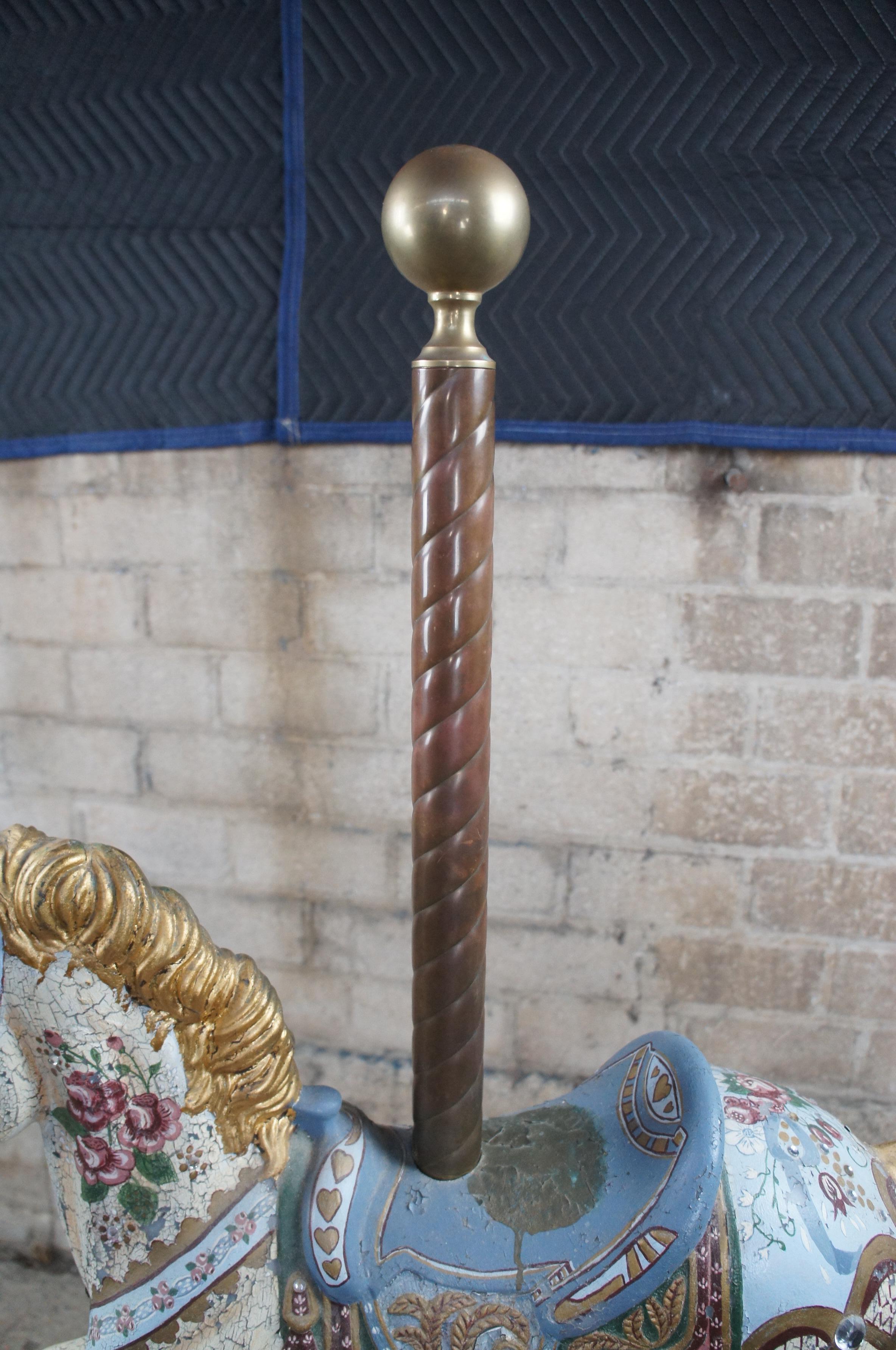1940s Vintage Hand Painted Polychrome Carousel Horse Statue on Walnut Stand 4