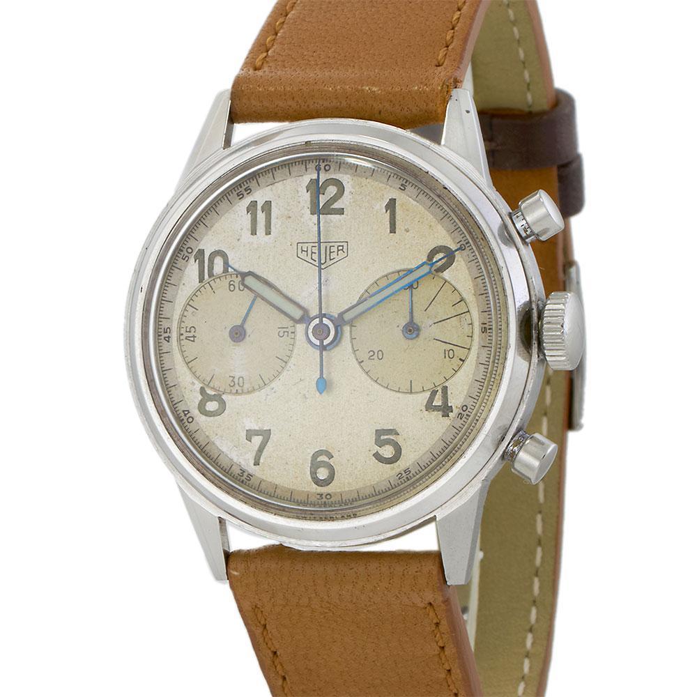 1940's Vintage Heuer Übergroßer Chronograph Ref.2924 für Damen oder Herren im Angebot