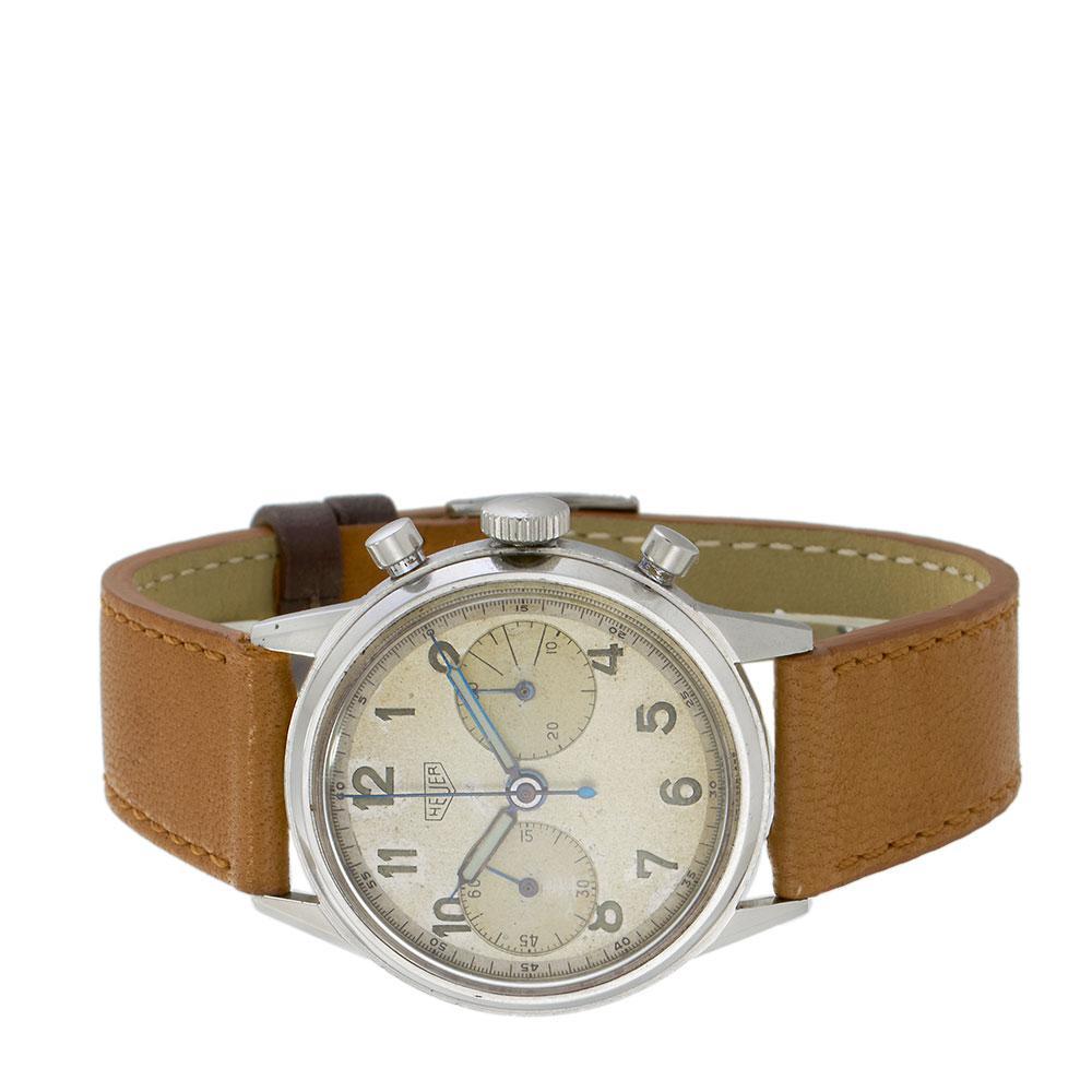 1940's Vintage Heuer Übergroßer Chronograph Ref.2924 im Angebot 1