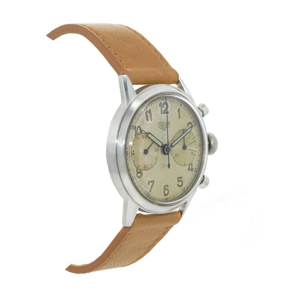 1940's Vintage Heuer Übergroßer Chronograph Ref.2924 im Angebot 2
