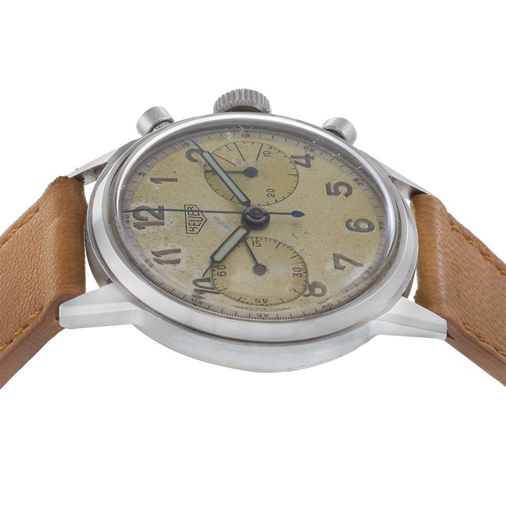 1940's Vintage Heuer Übergroßer Chronograph Ref.2924 im Angebot 3