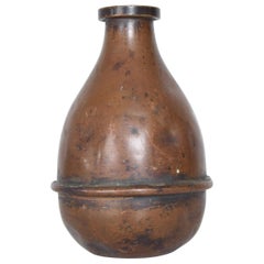 1940s Vintage Industrial Aged Bottle Vase Jug in Patinated Copper USA