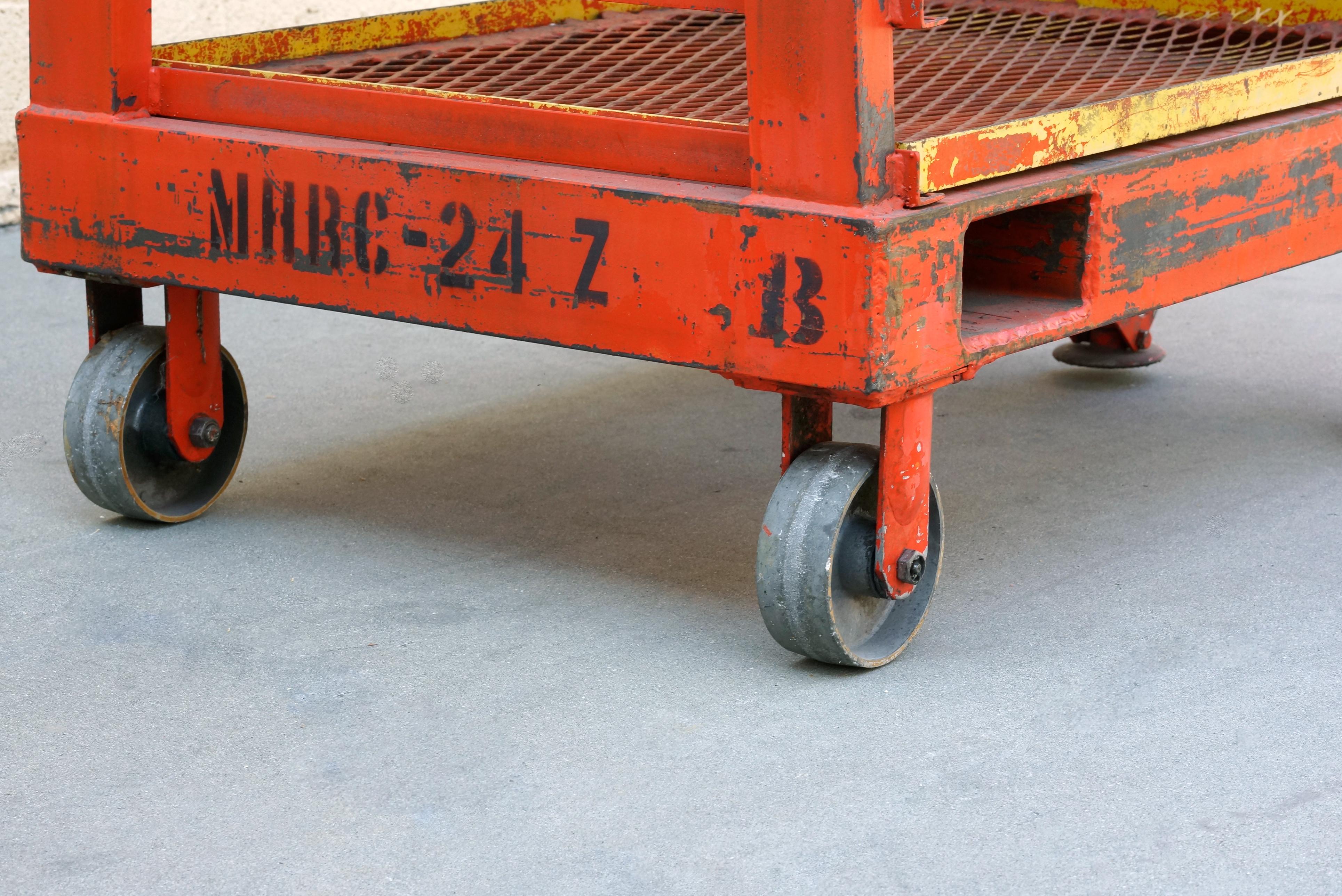 Mid-20th Century 1940s Vintage Industrial Rack with Expanded Metal Shelves