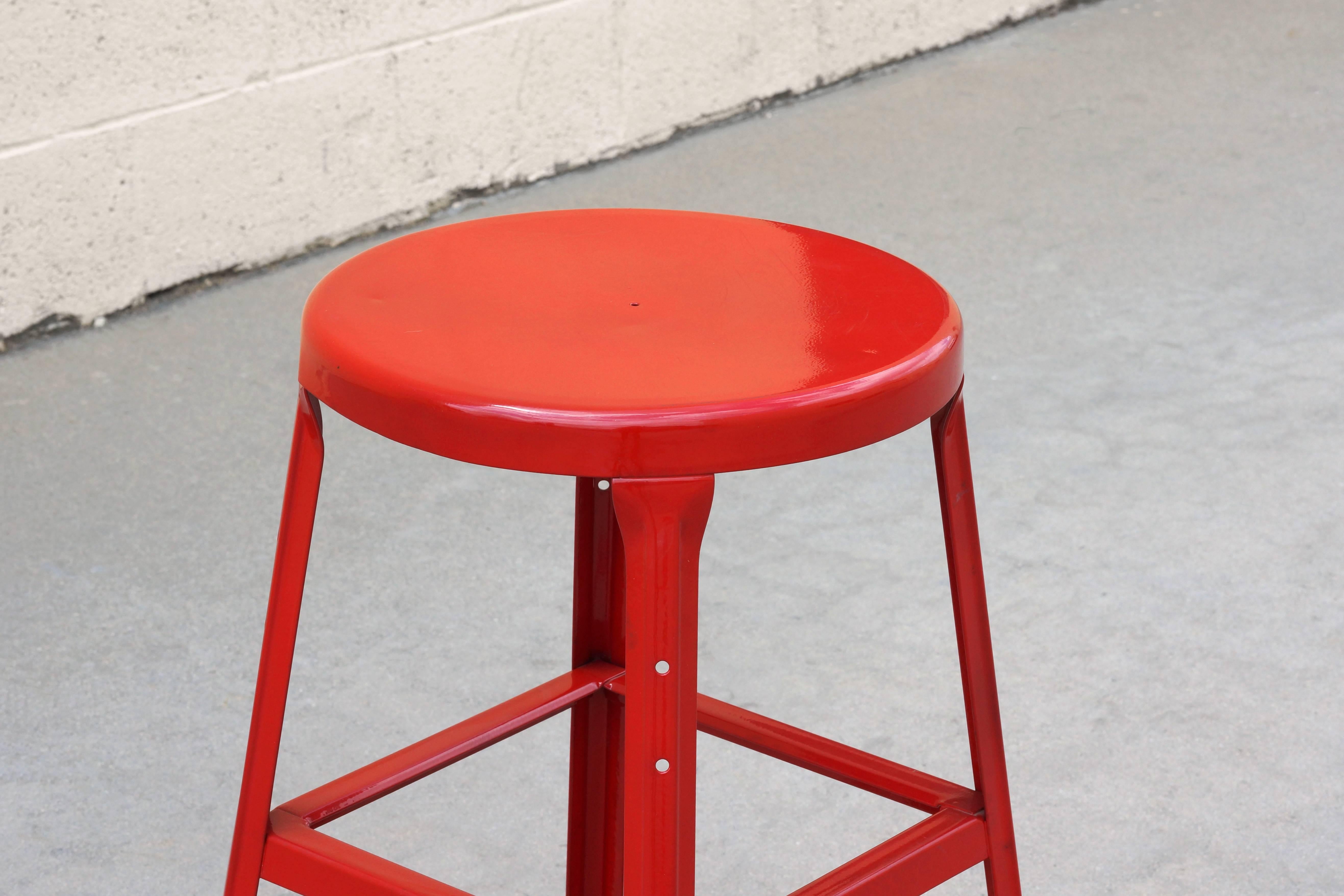 Powder-Coated 1940s Vintage Industrial Stool, Refinished