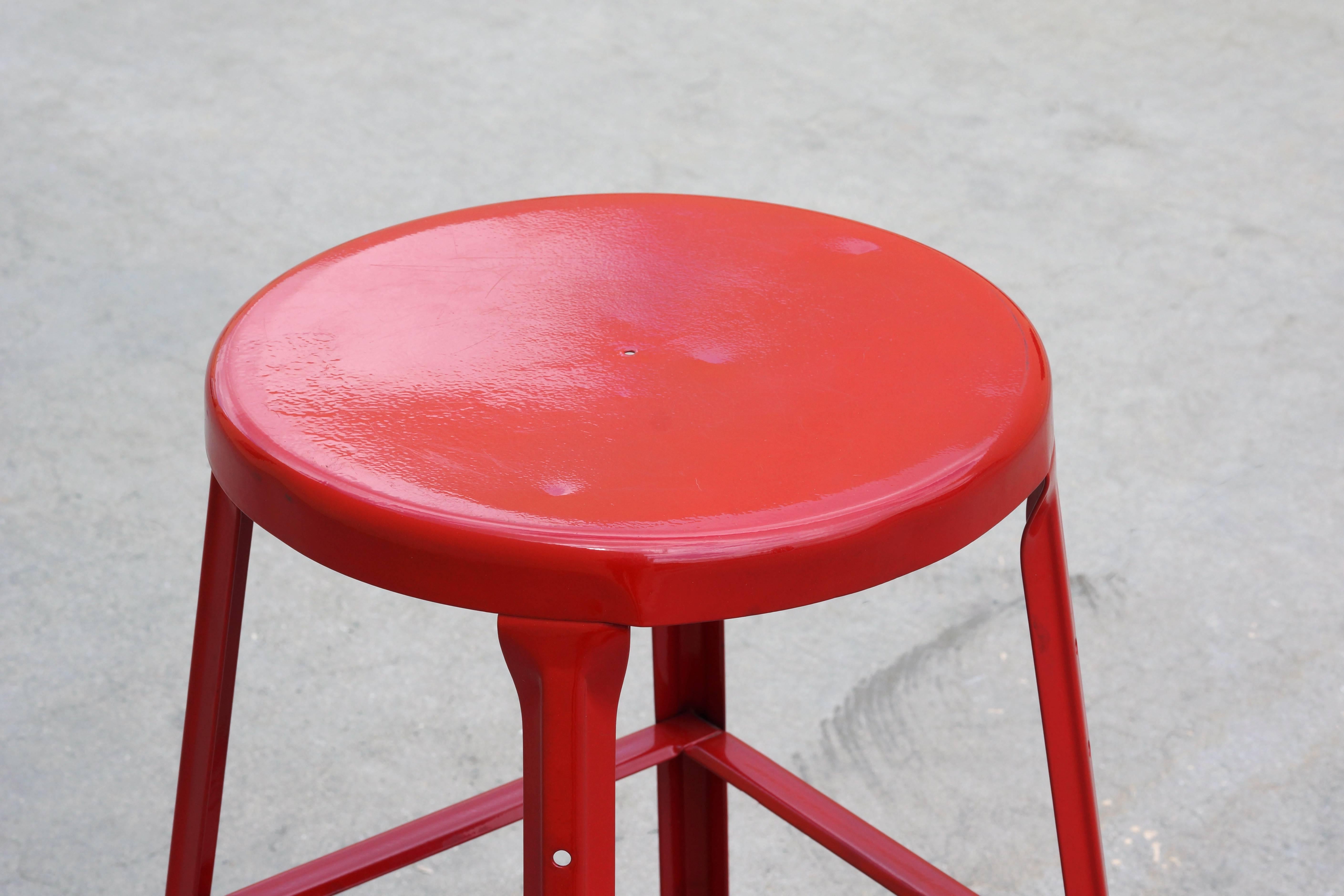 1940s Vintage Industrial Stool, Refinished In Good Condition In Alhambra, CA
