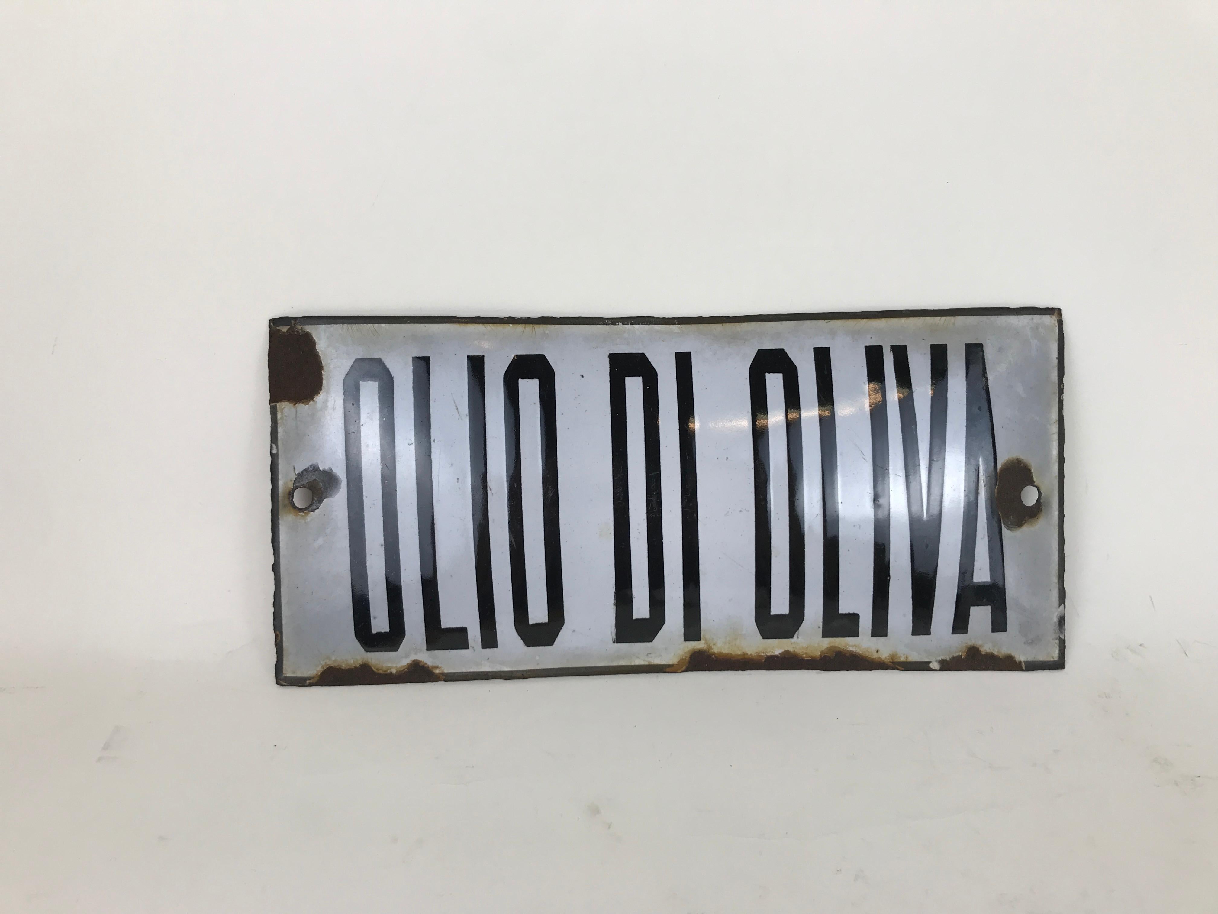 Industrial 1940s Vintage Italian Enamel Metal Sign 