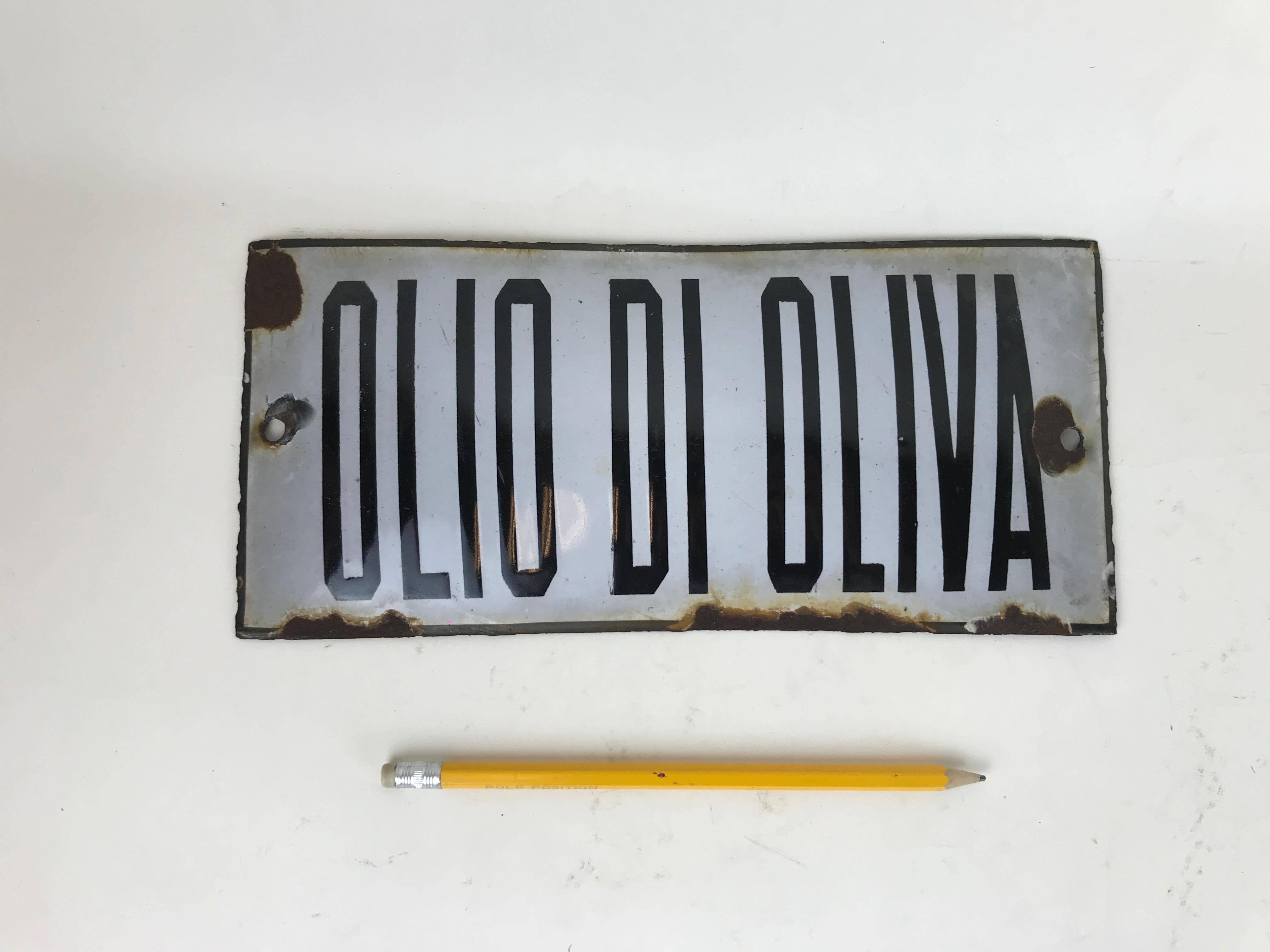 1940s Vintage Italian Enamel Metal Sign 