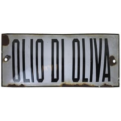 1940s Vintage Italian Enamel Metal Sign "Olio Di Oliva", 'Olive Oil'