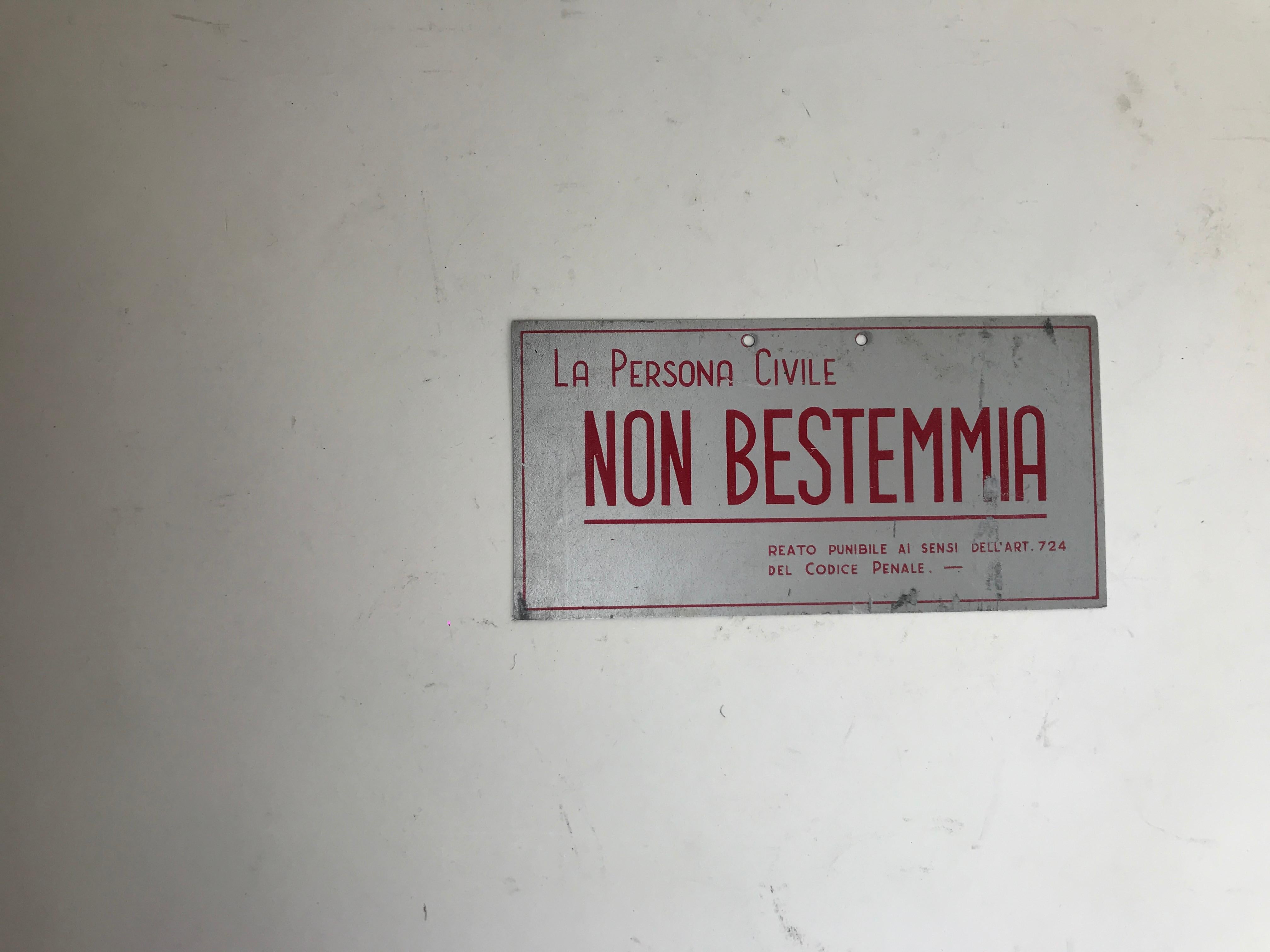 Industrial 1940s Vintage Italian Screen-printed Tin Sign 