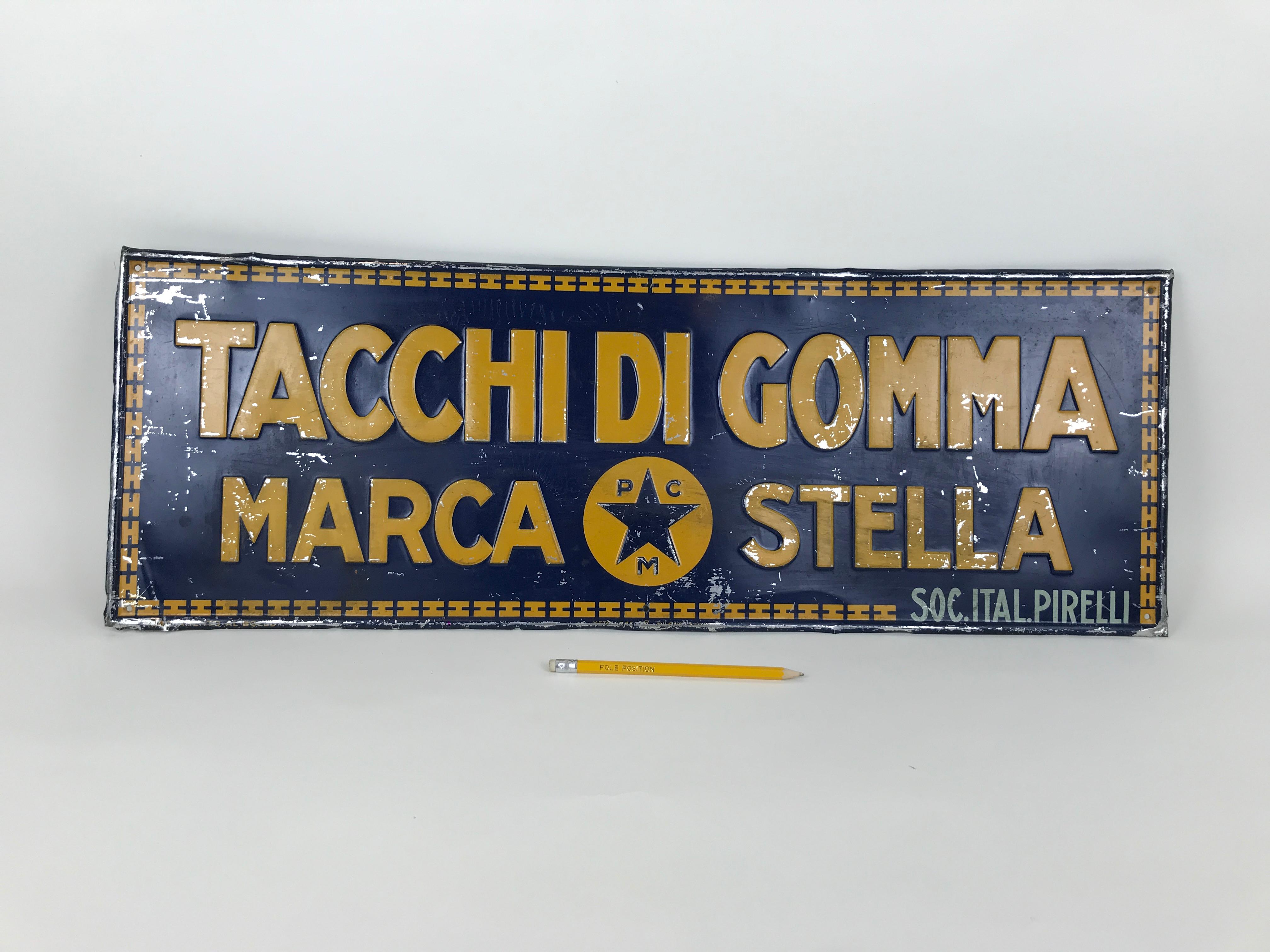 Industrial 1940s Vintage Italian Tin Sign 