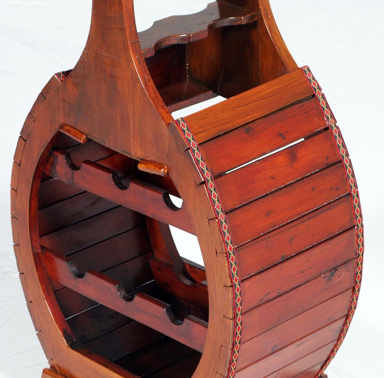 1940s Vintage Italian Wood Wine Bottle Holder in Durmast Restored and Polished For Sale at 1stDibs