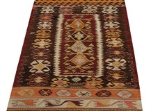 1940s Vintage Konya Kilim in Red and Beige-brownTribal pattern by Rug & Kilim