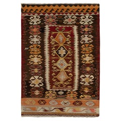 1940s Vintage Konya Kilim in Red and Beige-brownTribal pattern by Rug & Kilim