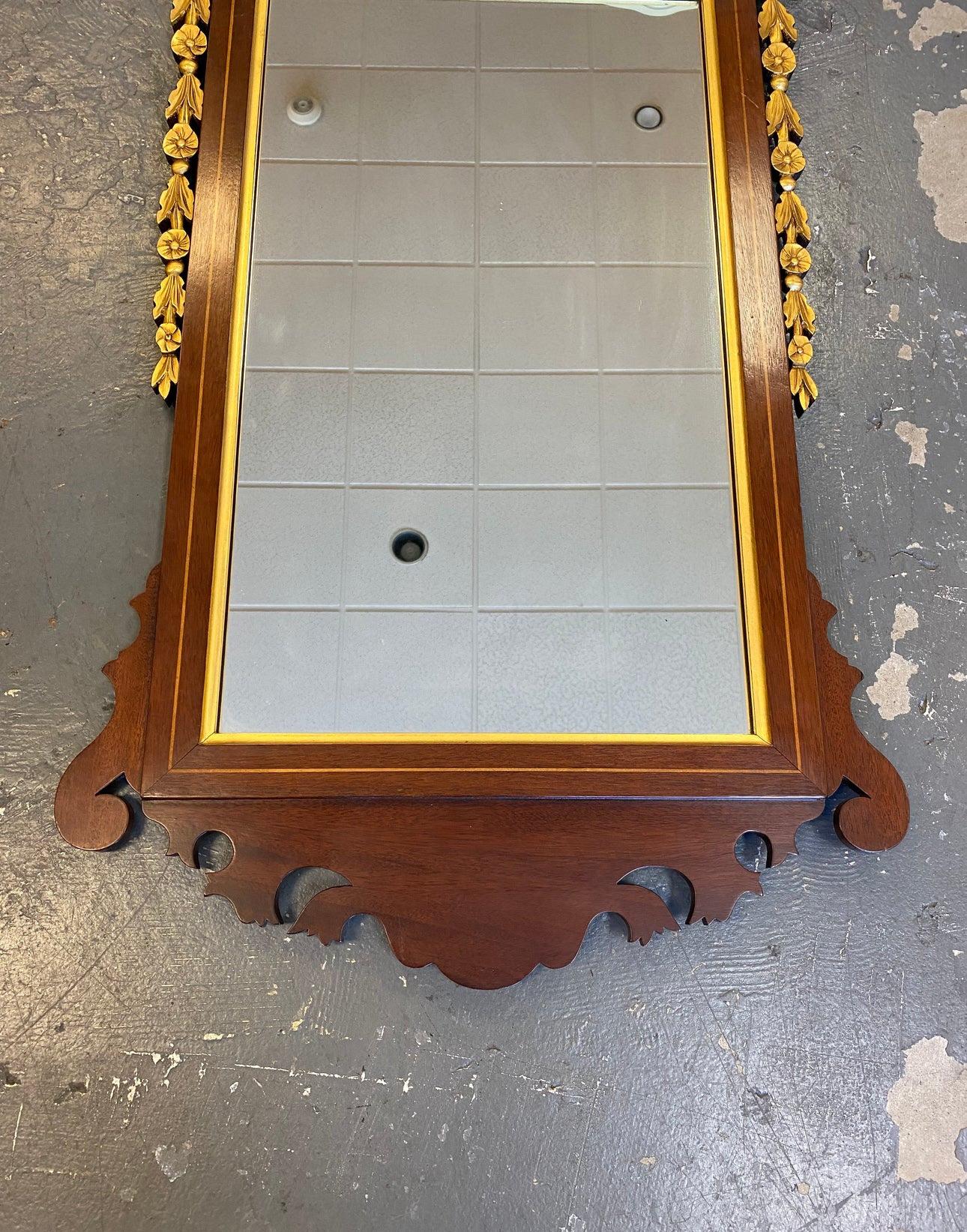 Neoclassical Revival 1940s Vintage Neoclassical Mahogany Gilded Mirror For Sale