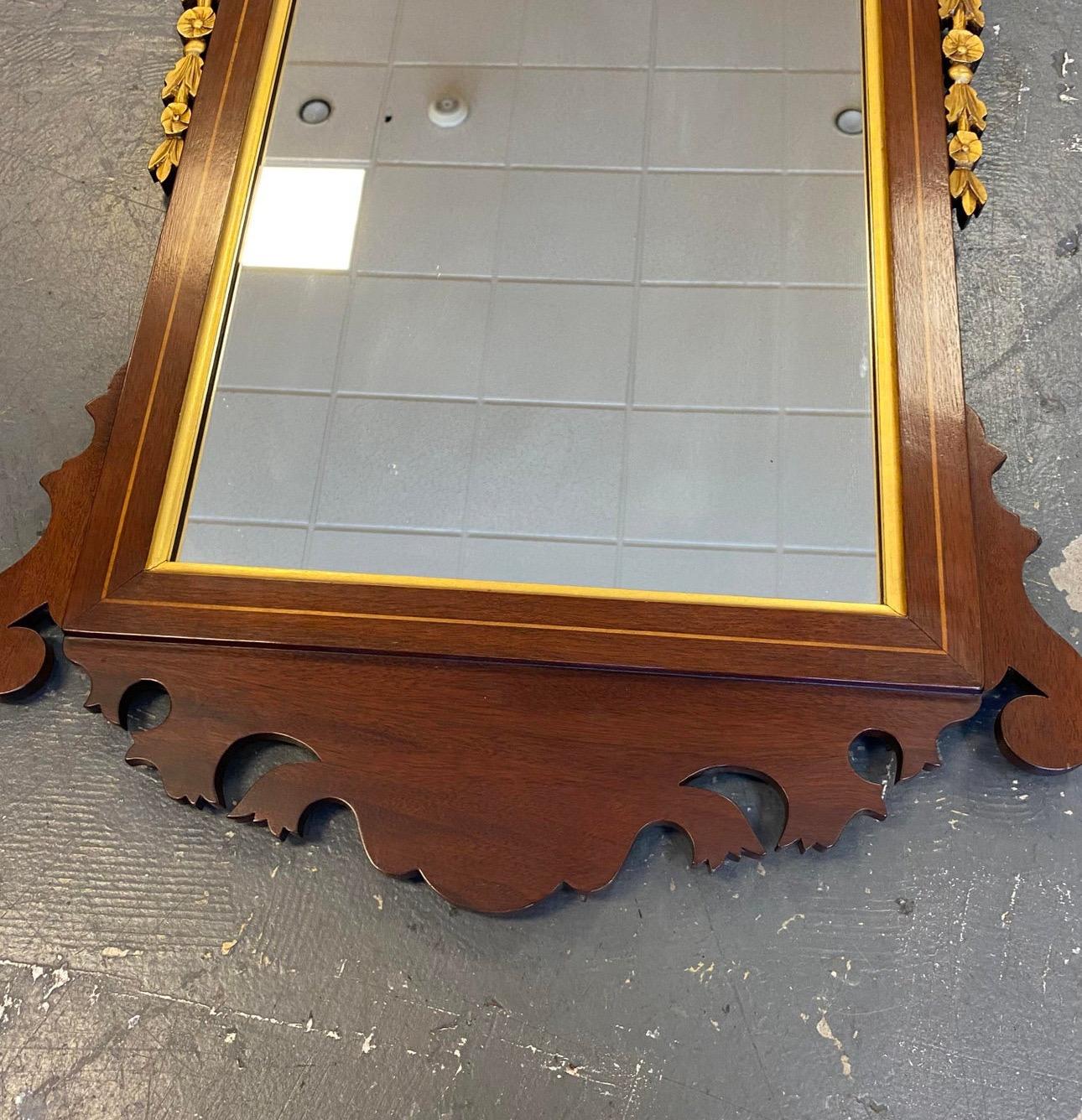 Brass 1940s Vintage Neoclassical Mahogany Gilded Mirror For Sale