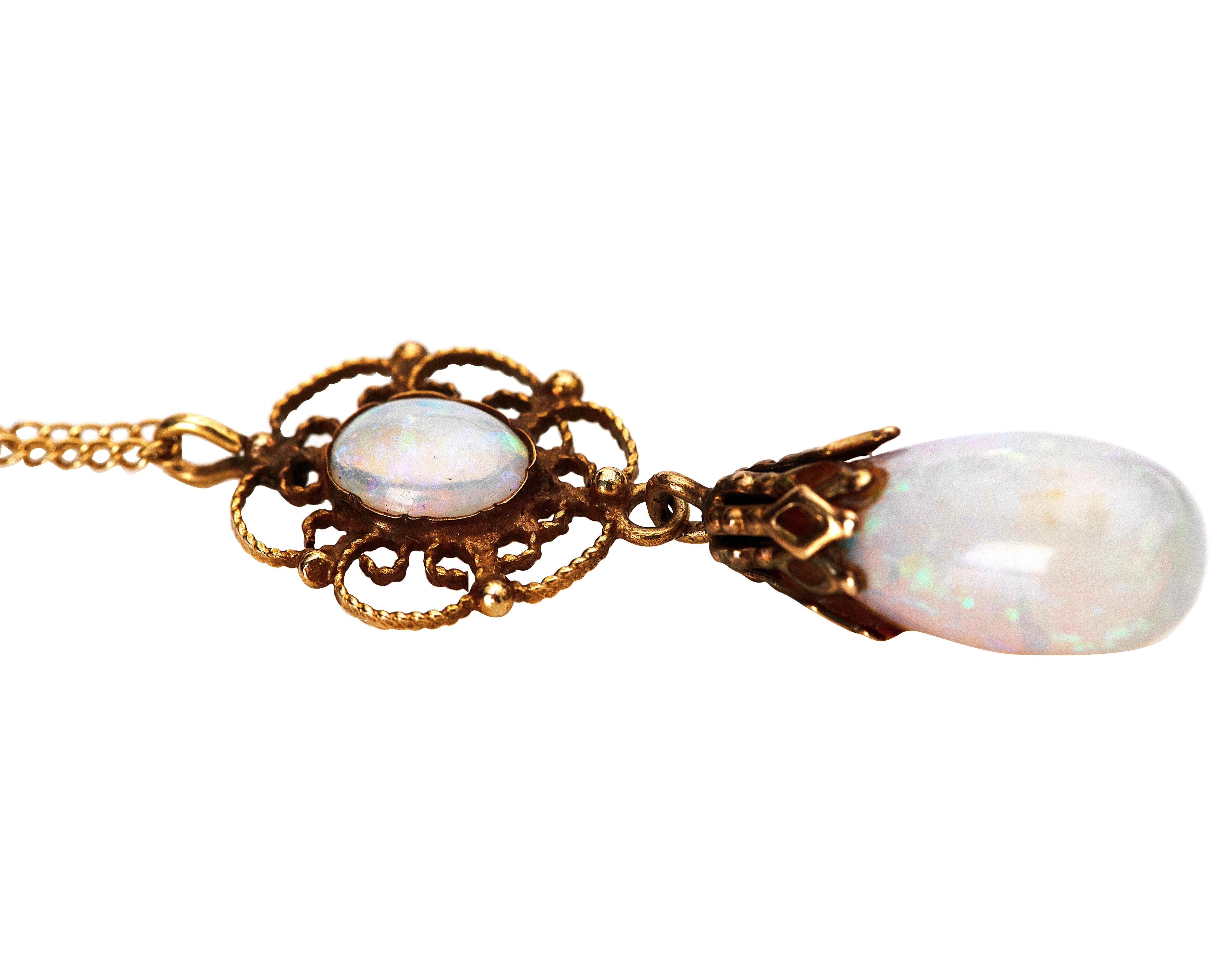 antique floating opal necklace