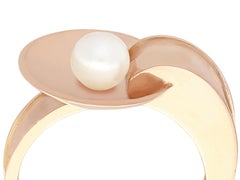 Vintage 14k Rose Gold Cocktail Ring with 5.2mm Pearl, Circa 1940