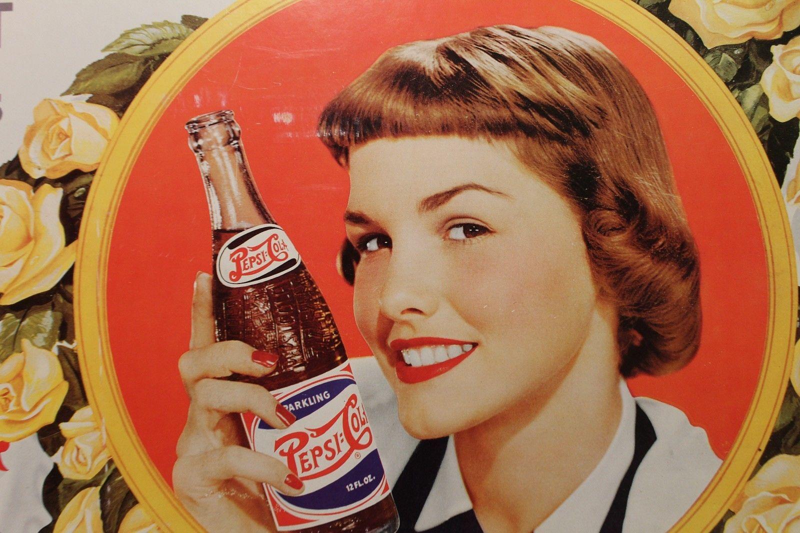 1940s Vintage Pepsi Cola Cardboard Advertising Sign For Sale 4