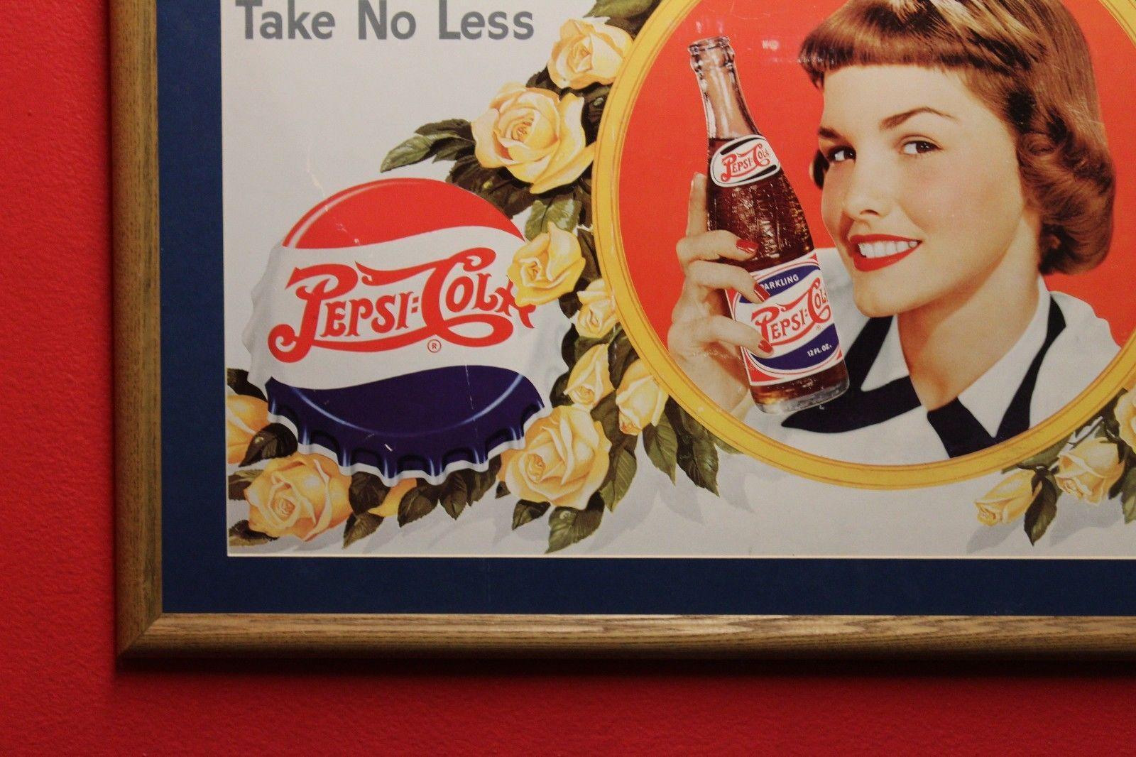 American 1940s Vintage Pepsi Cola Cardboard Advertising Sign For Sale