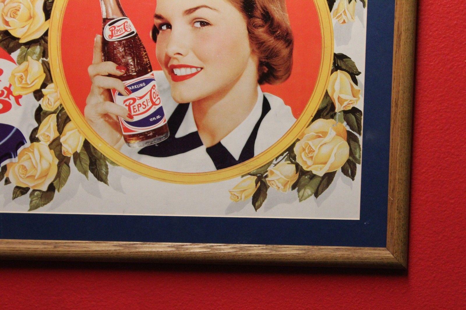1940s Vintage Pepsi Cola Cardboard Advertising Sign In Good Condition For Sale In Orange, CA